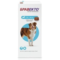 ИНТЕРВЕТ БРАВЕКТО 1000 мг 20-40 кг 1 таблетка жевательная  для собак инсектоакарицидная 1х10  (9313)