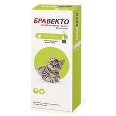 ИНТЕРВЕТ БРАВЕКТО СПОТ ОН 112,5 мг 1,2-2,8 кг капли для кошек от клещей и блох 1х10