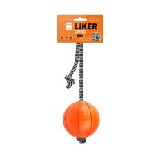 LIKER ф 7 см мячик корд на шнуре оранжевый 1х12  (6296)