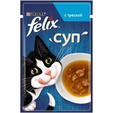 Felix суп 48 г пауч консервы для взрослых кошек, с треской 1х30  (12378671)