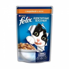 Felix 85 г пауч консервы для кошек аппетитные кусочки с индейкой 1х24  (12449559)