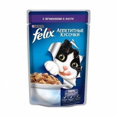 Felix 85 г пауч консервы для кошек аппетитные кусочки с ягненком 1х24  (12449647)