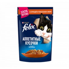 Felix 85 г пауч консервы для кошек аппетитные кусочки в желе с курицей и томатами 1х24  (12318917)