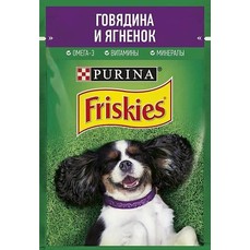 Friskies 85 г пауч консервы для взрослых собак с говядиной и ягненком 1х24  (12452473)