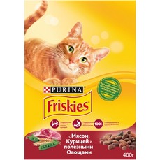 Friskies 400 г корм для взрослых кошек, с мясом и полезными овощами 1х10  (12384609)