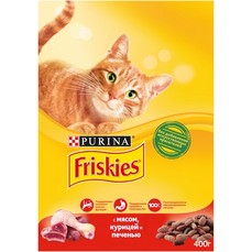 Friskies 400 г корм для взрослых кошек, с мясом, курицей и печенью 1х10  (12384604)