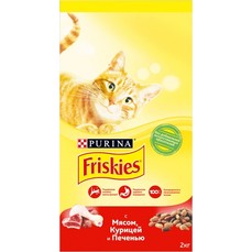 Friskies 2 кг корм для взрослых кошек, с мясом, курицей и печенью 1х6  (12384632)