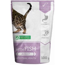 NATURE’S PROTECTION Adult Fish Intestinal Health 100г консервы полнорационное питание с рыбой для взрослых кошек с чувствительным пищеварением пауч 1х22  (45194к)