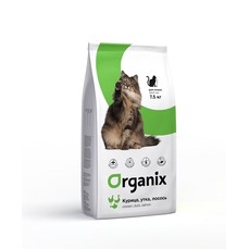 ORGANIX ADULT CAT Chicken, Duck, Salmon 7,5 кг сухой корм для кошек: курица, утка и лосось  (20595)