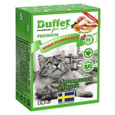 BUFFET Tetra Pak 190 г консервы для кошек мясные кусочки в желе с домашней птицей 1х16  (9803)