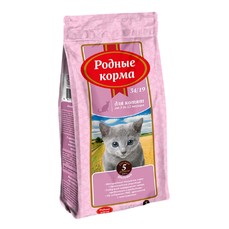 РОДНЫЕ КОРМА 34/19 3/5 пуда 10 кг сухой корм для котят с индейкой  (1223431)