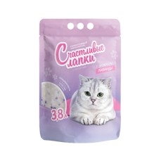 Счастливые Лапки 3,8 л силикагелевый наполнитель для кошачьих туалетов с ароматом лаванды 1х8  (2456394)