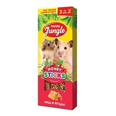 HAPPY JUNGLE 3 шт палочки для мелких грызунов мед+ягоды 1x22  (J208)