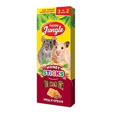 HAPPY JUNGLE 3 шт палочки для мелких грызунов мед+орехи 1x22  (J209)