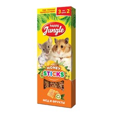 HAPPY JUNGLE 3 шт палочки для мелких грызунов мед+фрукты 1x22  (J210)
