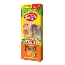 HAPPY JUNGLE 3 шт палочки для крупных грызунов мед+фрукты 1x22  (J213)