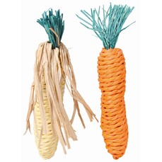 TRIXIE 2 шт х15 см набор для грызунов морковь и кукуруза сизаль 1х4  (6192)