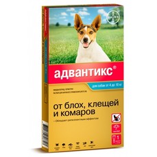 BAYER Адвантикс 1 пипетка капли от блох, клещей и комаров для собак весом от 4 до 10 кг. 1х140  (86692821)