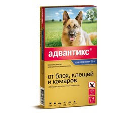 BAYER Адвантикс 4 пипетки капли от блох, клещей и комаров для собак весом более 25 кг. 1х100  (86692872)