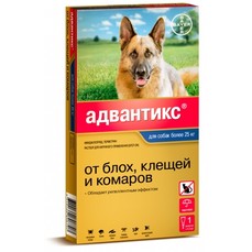 BAYER Адвантикс 1 пипетка капли от блох, клещей и комаров для собак весом более 25 кг. 1х140  (86692732)