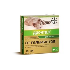 BAYER Дронтал 2 таблетки от гельминтов для кошек 1х130  (86693585)