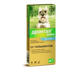 BAYER Дронтал плюс 6 таблеток от гельминтов в форме косточки для собак 1х108  (84036293)