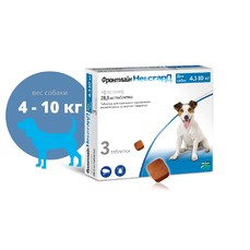 MERIAL ФРОНТЛАЙН НЕКСГАРД 4-10 кг 3 таб х 28,3 мг жевательные таблетки для собак инсектоакарицидные  (59518)
