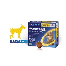 MERIAL ФРОНТЛАЙН НЕКСГАРД СПЕКТРА №3 3,5-7,5 кг жевательные таблетки для собак инсектоакарицидные  (9517)