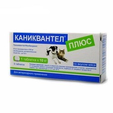 КАНИКВАНТЕЛ ПЛЮС антигельминтик для собак и кошек 1 таблетка на 10 кг 1х6