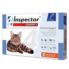 INSPECTOR Quadro K 1-4 кг капли от внешних и внутренних паразитов для кошек 1х40  (I301)