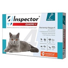 INSPECTOR Quadro K 4-8 кг капли от внешних и внутренних паразитов для кошек 1х40  (I302)