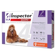 INSPECTOR Quadro С 10-25 кг капли от внешних и внутренних паразитов для собак 1х40  (I306)