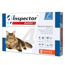 INSPECTOR Quadro К 8 - 15 кг капли от внешних и внутренних паразитов и кошек 1x40  (I303)