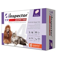 INSPECTOR Quadro Tabs 8-16 кг таблетка от внешних и внутренних паразитов для кошек и собак 1х16  (I403)
