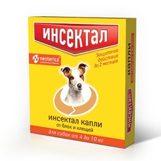 ИНСЕКТАЛ 4-10 кг капли от блох и клещей для собак 1х60  (N102)