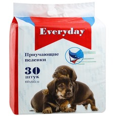 EVERYDAY 30 шт 60х60 см пеленки для животных впитывающие гелевые 1х6  (ED606030)