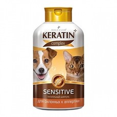 KERATIN+ Sensitive 400 мл шампунь для склонных к аллергии кошек и собак 1x12  (R504)