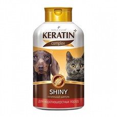 KERATIN+ Shiny 400 мл шампунь для короткошерстных кошек и собак 1x12  (R503)