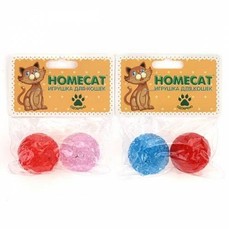 HOMECAT 2 шт Ф 4 см игрушка для кошек мячи пластиковые с колокольчиком  (CT12008)