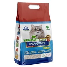 HOMECAT Эколайн Стандарт 12 л комкующийся наполнитель для кошачьих туалетов без запаха 1х3  (2257354)