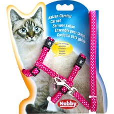 NOBBY шлейка для кошекв горошек розовая  (78009-15)